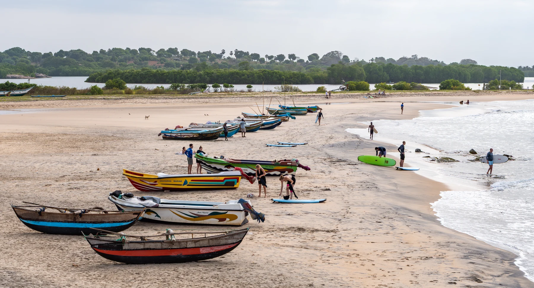 Boats and coastline at Panama Beach, Sri Lanka